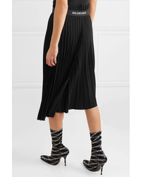Balenciaga Pleated Crepe Midi Skirt