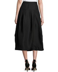 Co Pleated High Waist Midi Skirt Black