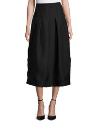 Co Pleated High Waist Midi Skirt Black