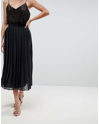 Asos Pleated Midi Skirt With Paperbag Waist In Chiffon