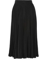 Gucci Pleated Silk Crepe Midi Skirt Black