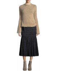 Brock Collection Sevilla Pleated Taffeta A Line Midi Skirt