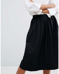 YMC Wool Blend Pleated Midi Skirt