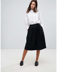 YMC Wool Blend Pleated Midi Skirt