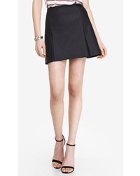 Express A Line Leather Pleated Mini Skirt
