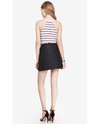 Express A Line Leather Pleated Mini Skirt
