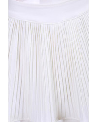 Elastic Waist Pleated White Skirt
