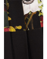 Dolce & Gabbana Fiori Pleated Floral Print Silk Blend Crepe De Chine Mini Skirt Black