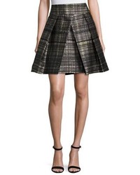 Milly Kayla Confetti Check Pleated Mini Skirt Black
