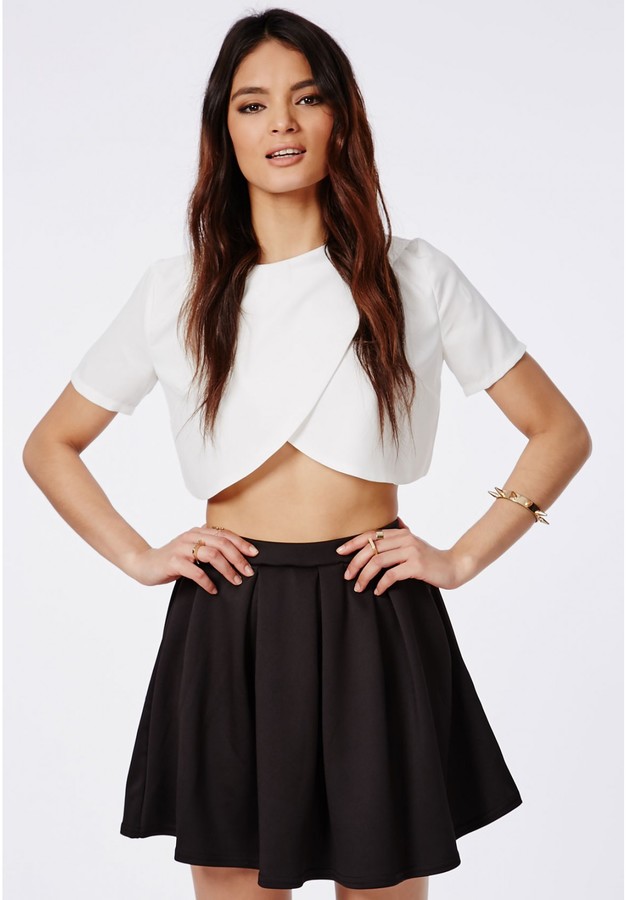 Missguided Cornelia Scuba Pleated Skater Skirt Black, $24 | Missguided ...