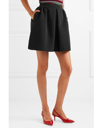 Miu Miu Pleated Ribbed Stretch Jersey Mini Skirt Black