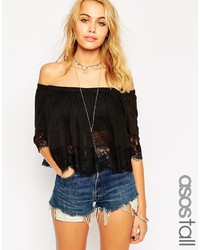 Asos Tall Top With Off Shoulder And Lace Trim