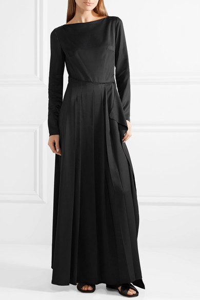 C dric Charlier Pleated Satin Twill Maxi Dress 1 295 NET A