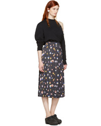 Christopher Kane Black Ditsy Pleated Skirt