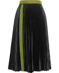 Christopher Kane Studded Pleated Satin Skirt Black