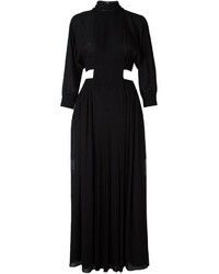 Black Pleated Silk Maxi Dress