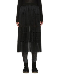 Sara Lanzi Black Pleated Silk Skirt
