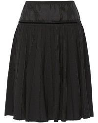 Marc Jacobs Silk Trimmed Pleated Stretch Wool Skirt Black