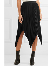 Proenza Schouler Asymmetric Pleated Cloqu Skirt Black