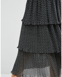 Asos Midi Skirt With Pleated Tiers And Polka Dot