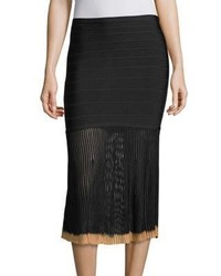 Herve Leger Pleated Knit Skirt