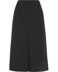 Jil Sander Pleated Stretch Crepe Midi Skirt Black