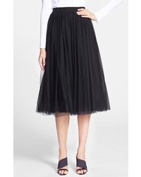 Black Pleated Tulle Skirt