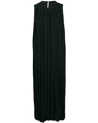 Black Pleated Wool Dress