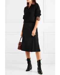 Chloé Pleated Stretch Wool Midi Skirt