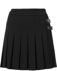 Black Pleated Wool Mini Skirt