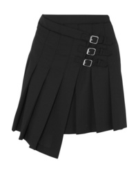 McQ Alexander McQueen Wrap Effect Pleated Wool Twill Mini Skirt