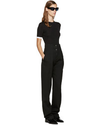 Victoria Beckham Black Pleated Wool Trousers