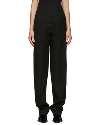 Victoria Beckham Black Pleated Wool Trousers