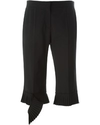 Black Pleated Wool Shorts