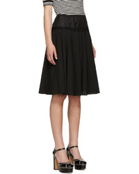 Marc Jacobs Black Pleated Wool Skirt