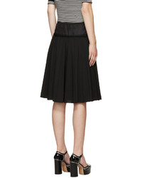 Marc Jacobs Black Pleated Wool Skirt