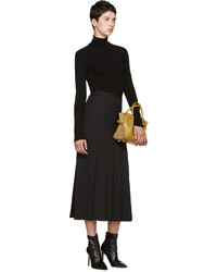 Rosetta Getty Black Wool Pleated Skirt