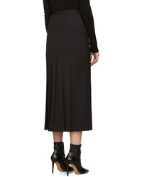 Rosetta Getty Black Wool Pleated Skirt