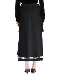 Stella McCartney Pleated Wool Midi Skirt Black