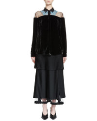 Stella McCartney Pleated Wool Midi Skirt Black