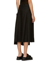 Y's Ys Black Asymmetric Pleated Skirt