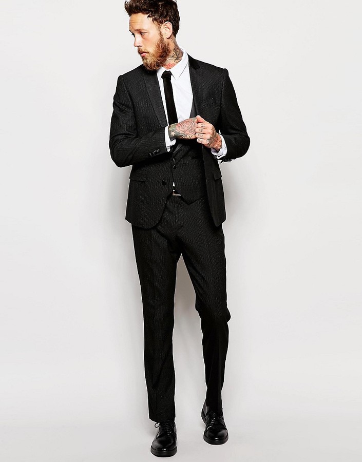 Asos Slim Suit Jacket In Polka Dot, $146 | Asos | Lookastic