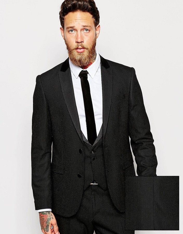 Asos Slim Suit Jacket In Polka Dot, $146 | Asos | Lookastic