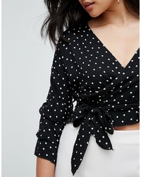 PrettyLittleThing Polka Dot Wrap Blouse