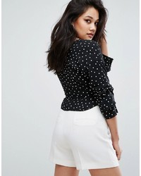 PrettyLittleThing Polka Dot Wrap Blouse