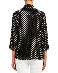 Jones New York Fitted Polka Dot Shirt With Roll Sleeves