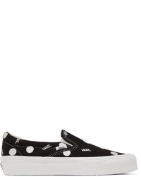 Black Polka Dot Canvas Slip-on Sneakers