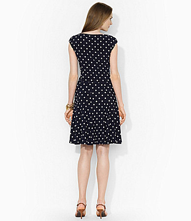 ralph lauren navy blue polka dot dress