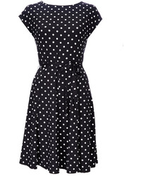 wallis navy polka dot fit and flare dress