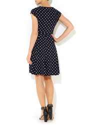 wallis navy polka dot fit and flare dress